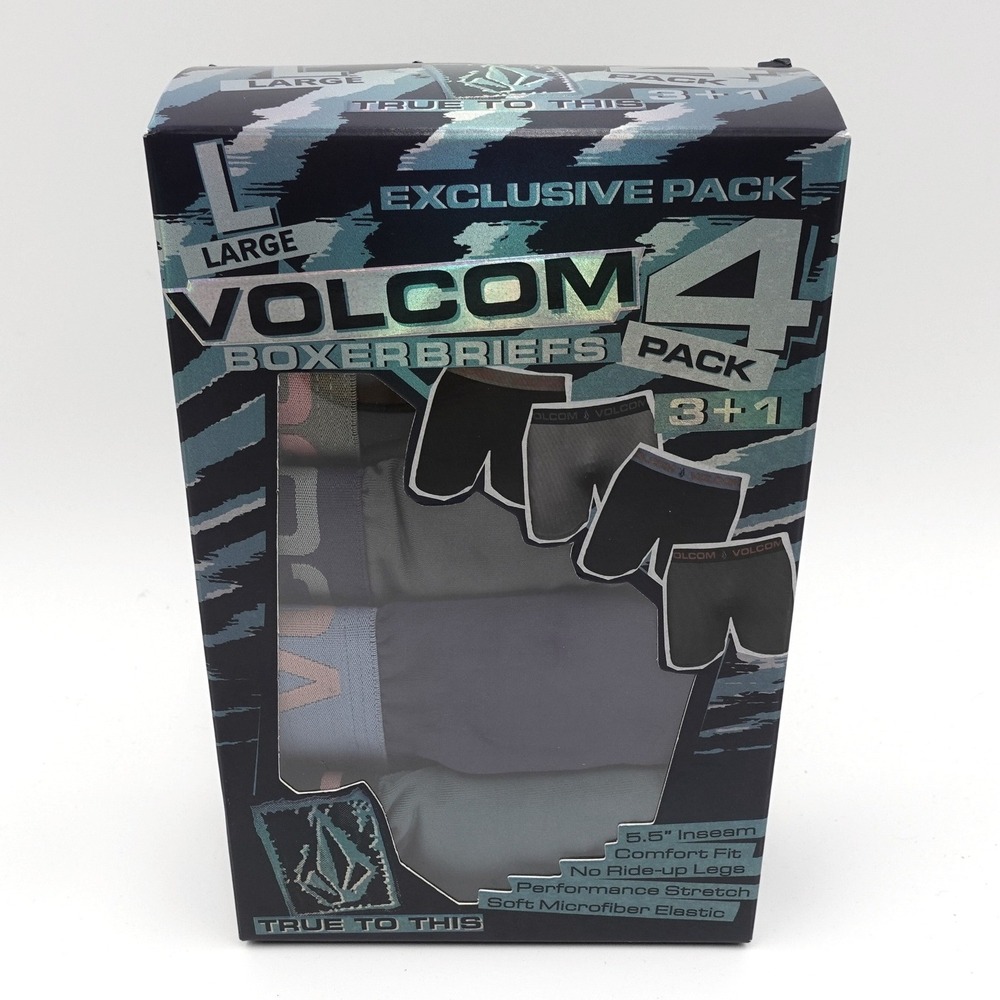 Volcom Boxer Briefs Men's Large Multicolor Brand New 4 Pack Performance Stretch
